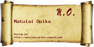 Matulai Opika névjegykártya